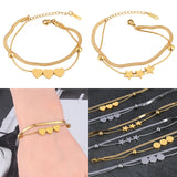 Stainless Steel Double Heart Bracelet Women's Charm Jewelry Gift