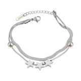 Stainless Steel Double Heart Bracelet Women's Charm Jewelry Gift
