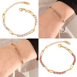 Zircon Charm Bracelet for Women Stainless Steel Adjustable Jewelry