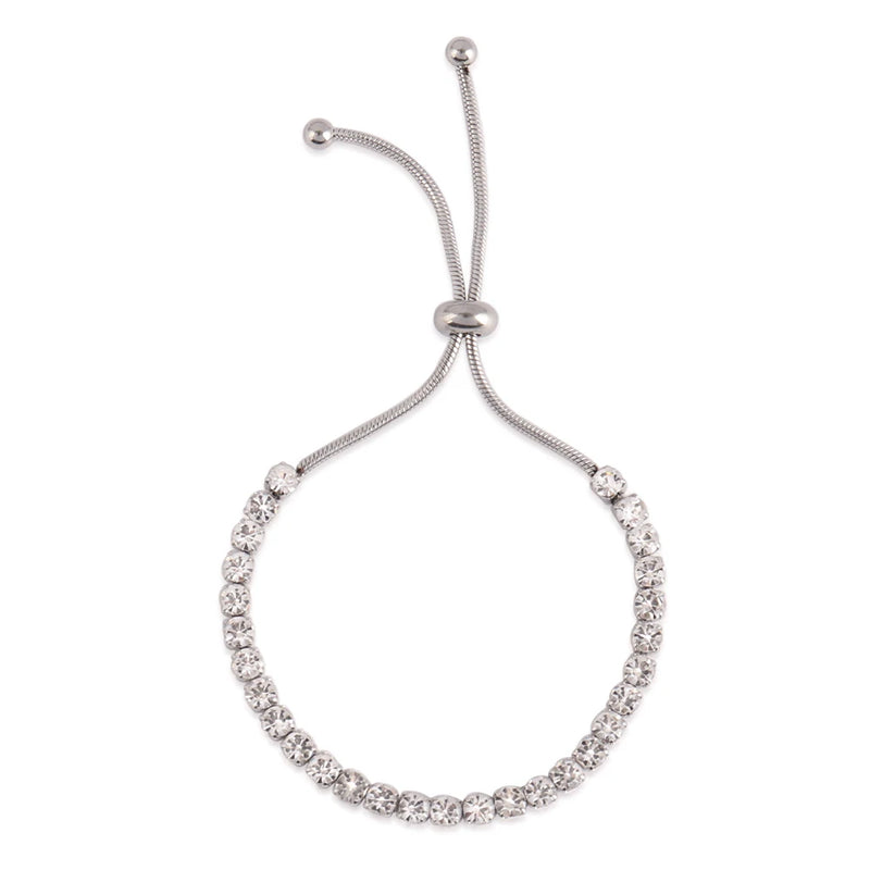 Zircon Charm Bracelet for Women Stainless Steel Adjustable Jewelry