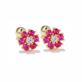 Stainless Steel CZ Crystal Piercing Earrings For Women