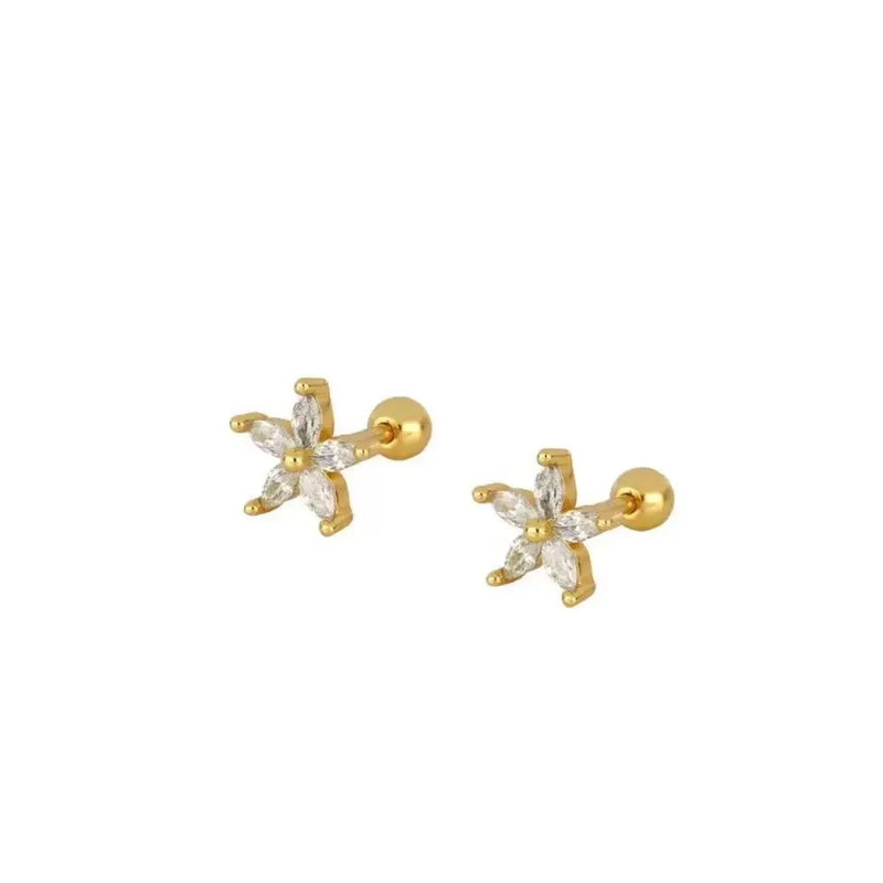 Stainless Steel CZ Crystal Piercing Earrings For Women