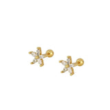 Stainless Steel CZ Crystal Piercing Earrings For Women