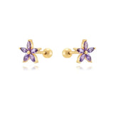 Stainless Steel CZ Crystal Piercing Earrings For Women