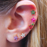 Stainless Steel CZ Crystal Piercing Earrings For Women