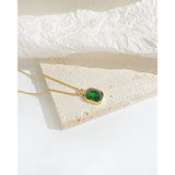 Stainless Steel Zirconia Pendant Necklace Green Charm Gift