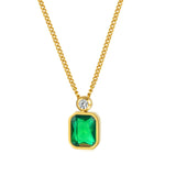 Stainless Steel Zirconia Pendant Necklace Green Charm Gift