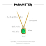 Stainless Steel Zirconia Pendant Necklace Green Charm Gift