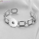 Stainless Steel Charm Bangle Snap Button Bracelet BS968