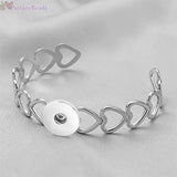 Stainless Steel Charm Bangle Snap Button Bracelet BS968