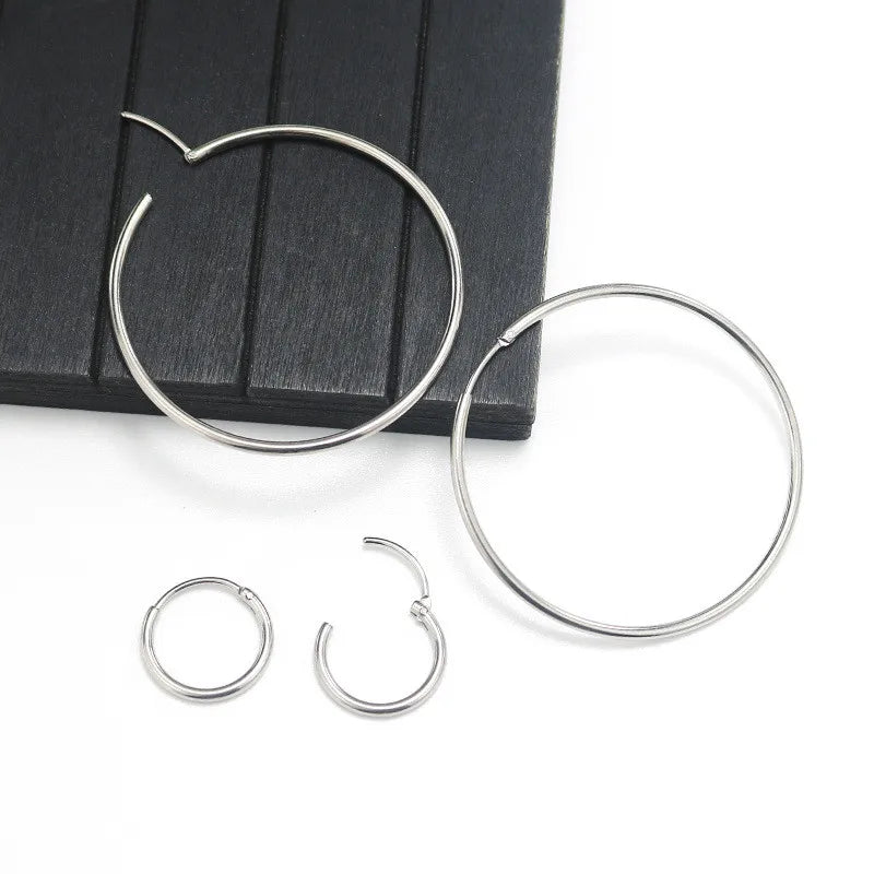 Stainless Steel Circle Hoop Earrings Classic Sexy Ear Jewelry