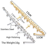 Stainless Steel Cross Charms Bracelets Chain Religious Rosary Jewelry