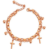 Stainless Steel Cross Charms Bracelets Chain Religious Rosary Jewelry