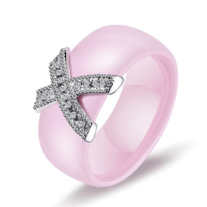 Crystal Titanium Wedding Ring for Women