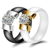 Stainless Steel Crystal Titanium Wedding Ring for Women