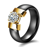Stainless Steel Crystal Titanium Wedding Ring for Women