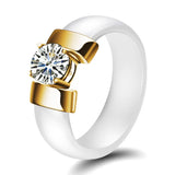 Stainless Steel Crystal Titanium Wedding Ring for Women