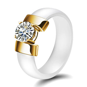 Stainless Steel Crystal Titanium Wedding Ring for Women