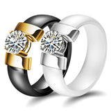 Stainless Steel Crystal Titanium Wedding Ring for Women