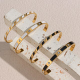 Stainless Steel Cuff Bangles Open Bracelets Oil Drip Unisex Gift Jewelry