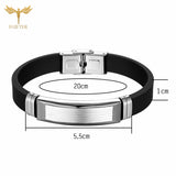 Stainless Steel Cuff Bracelet Silicone Wristband Belt