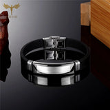 Stainless Steel Cuff Bracelet Silicone Wristband Belt