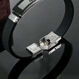 Stainless Steel Cuff Bracelet Silicone Wristband Belt