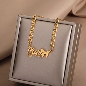 Personalized Stainless Steel Butterfly Necklace Choker