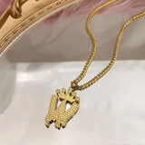 Stainless Steel Name Pendant Necklace Large Letter Name Necklace