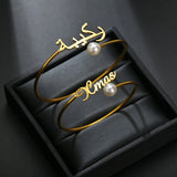Stainless Steel Bangle Nameplate Bracelet for Women - Wedding Party Gift