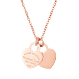 Double Heart Pendant Necklace Stainless Steel for Women