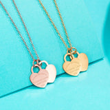 Double Heart Pendant Necklace Stainless Steel for Women