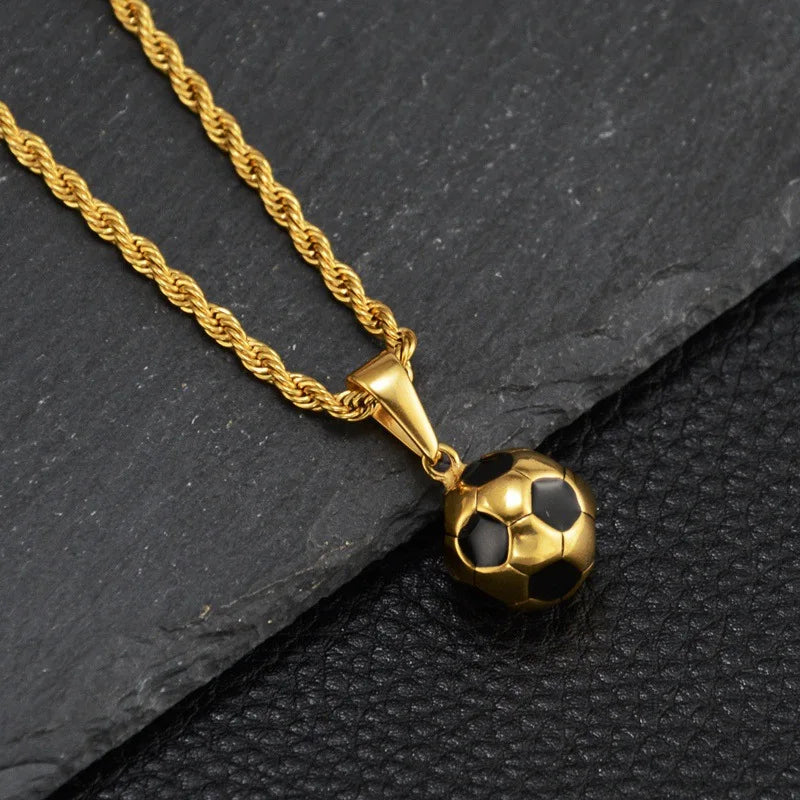 Stainless Steel Football Pendant Hip Hop Necklace