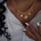 Stainless Steel Gilded Bracelet Necklace Set Bridal Wedding Jewelry