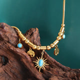 Stainless Steel Gilded Bracelet Necklace Set Bridal Wedding Jewelry