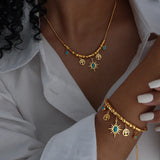 Stainless Steel Gilded Bracelet Necklace Set Bridal Wedding Jewelry