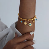 Stainless Steel Gilded Bracelet Necklace Set Bridal Wedding Jewelry