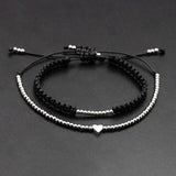 Heart Bead Bracelet Braid Weave Charm Beads Bracelet Set