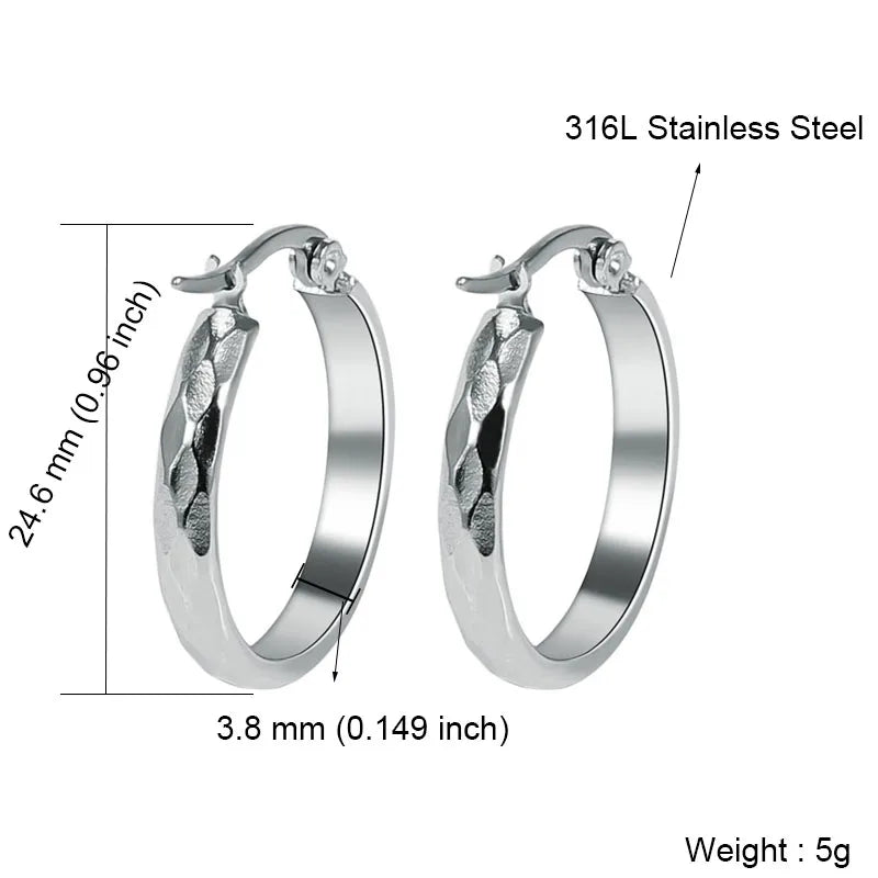 Stainless Steel Hoop Earrings Woman Punk Style Ladies Earrings
