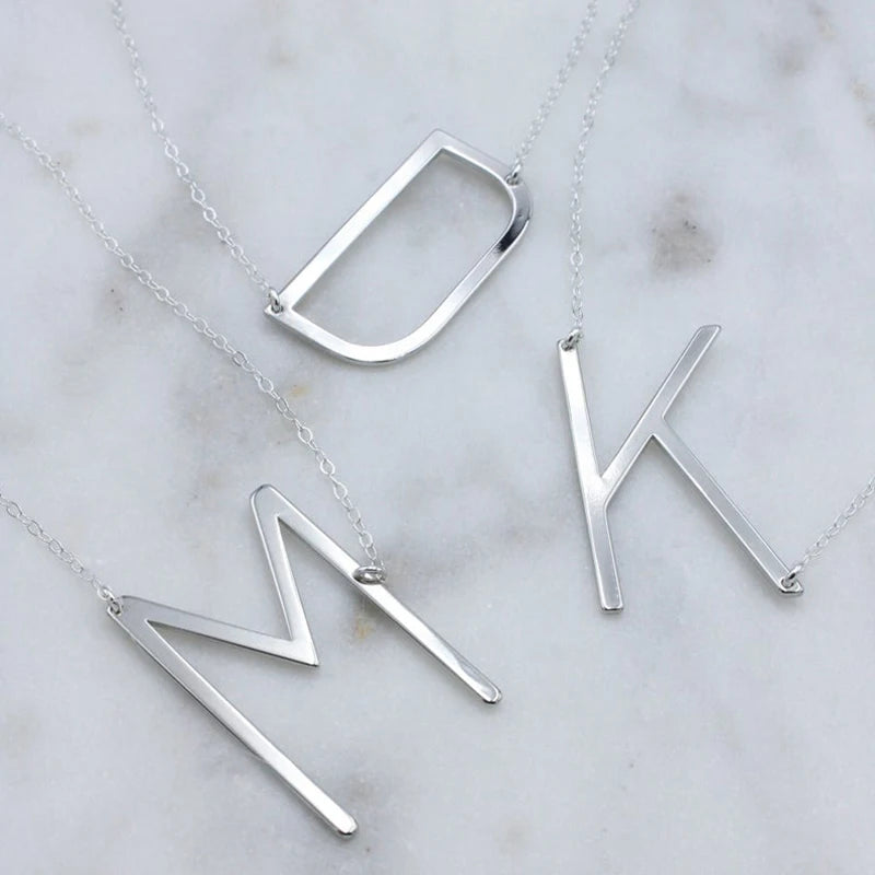 Stainless Steel Large Letter Necklace Personalized Name Choker Jewelry