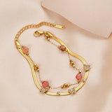 Red Polygonal Bead Butterfly Chain Bracelet
