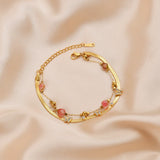 Red Polygonal Bead Butterfly Chain Bracelet