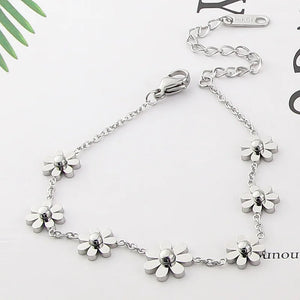 Stainless Steel Seven Chrysanthemum Bracelet for Women