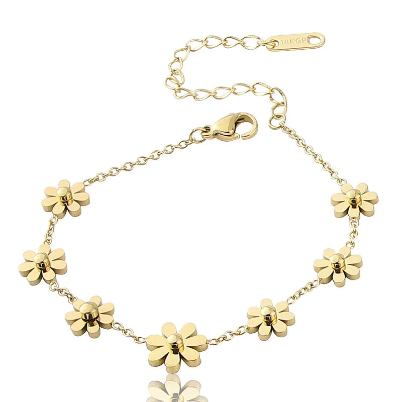 Stainless Steel Seven Chrysanthemum Bracelet for Women