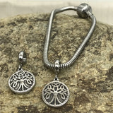 Stainless Steel Knot Tree Pendant Charms Bead For Women Bracelets Necklace DIY