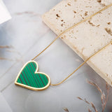 Heart Peacock Green Pendant Necklace for Women Gift