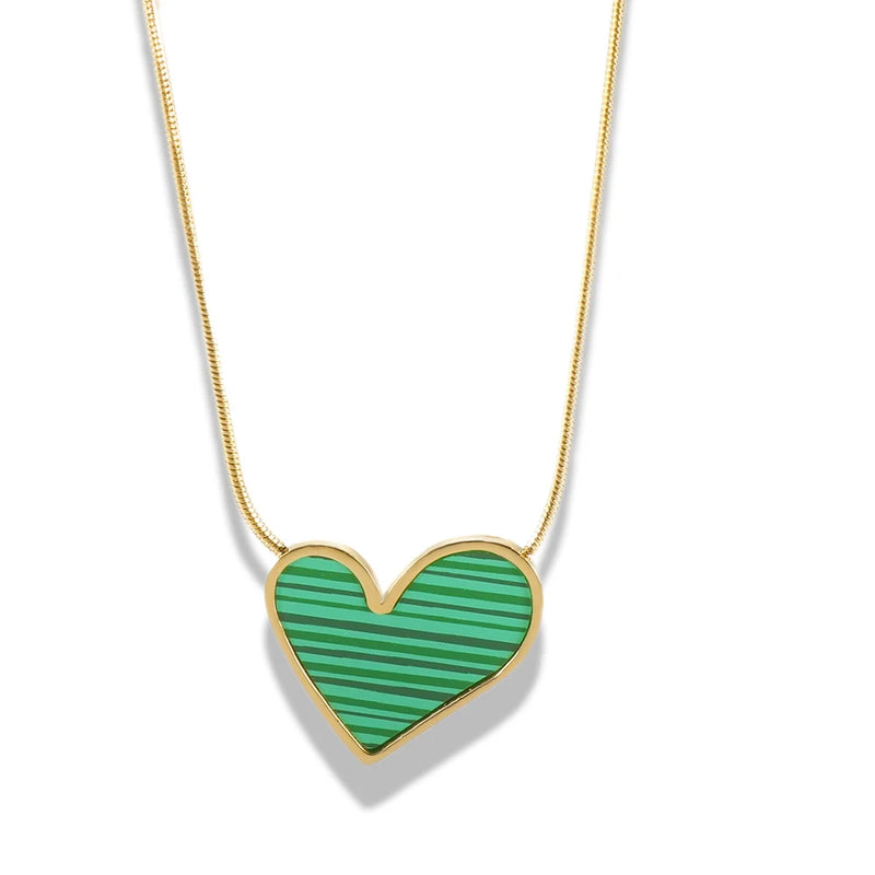 Heart Peacock Green Pendant Necklace for Women Gift