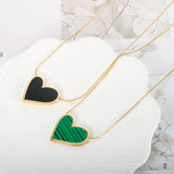 Heart Peacock Green Pendant Necklace for Women Gift