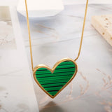 Heart Peacock Green Pendant Necklace for Women Gift