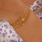 Stainless Steel Layered Star Pendant Bracelet Retro Gothic Portrait Coin Cross